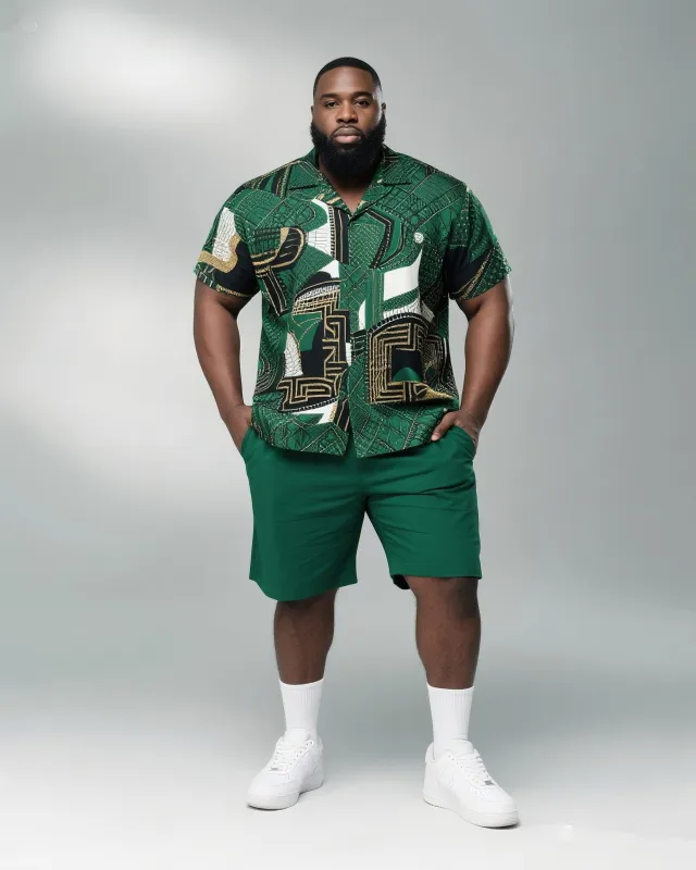 Big & Tall Men's Daily Leisure. Irregular Print Shirt Shorts Suit sold by Biggmans