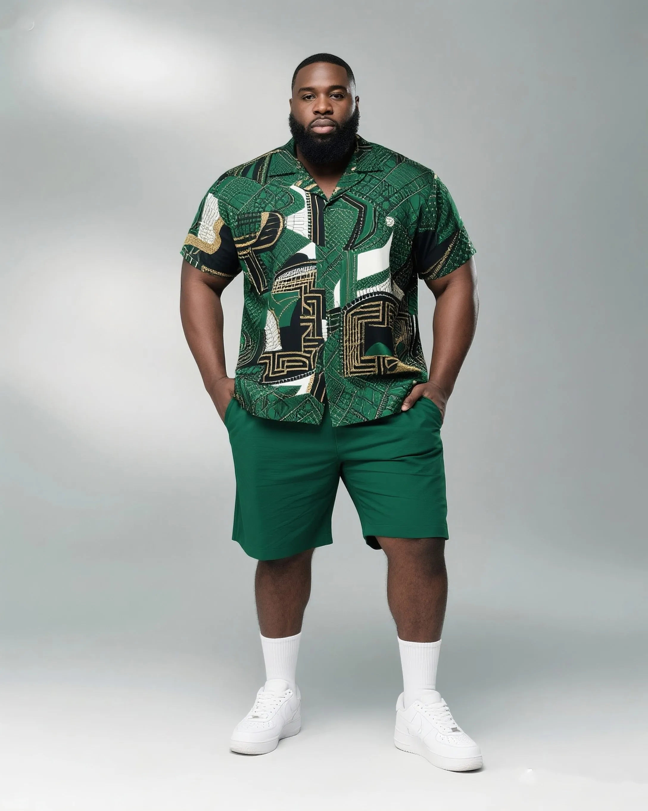 Big & Tall Men's Daily Leisure. Irregular Print Shirt Shorts Suit sold by Biggmans