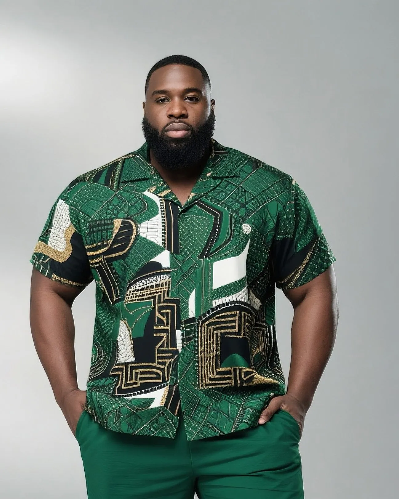 Big & Tall Men's Daily Leisure. Irregular Print Shirt Shorts Suit sold by Biggmans product image thumbnail 2