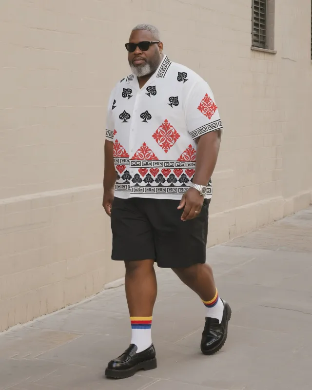 Big & Tall Men's Daily Leisure. Creative Poker Print Shirt Shorts Suit sold by Biggmans