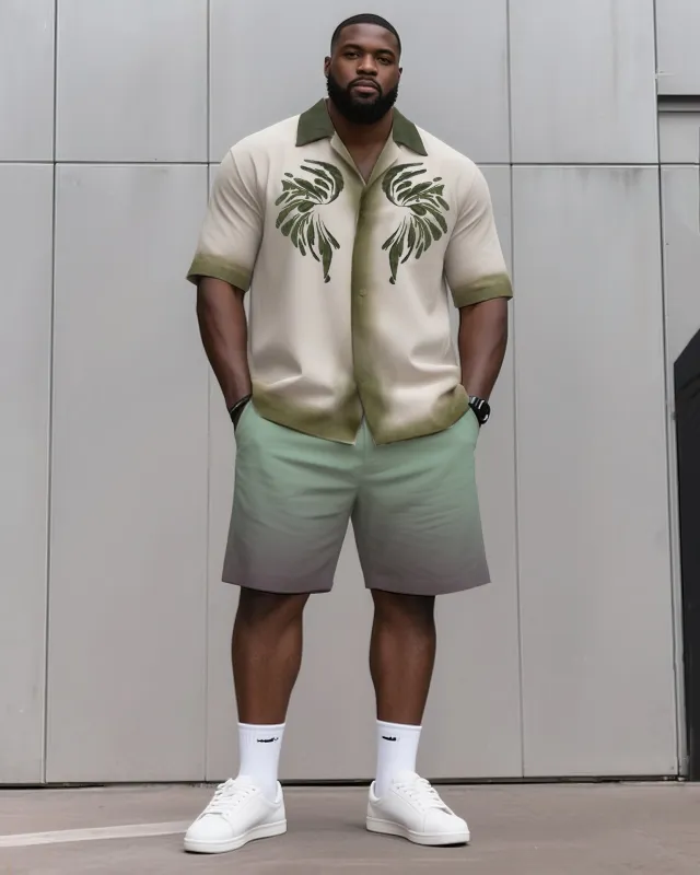 Big & Tall Men's Daily Leisure. Artistic Gradient Creative Print Shirt Shorts Suit sold by Biggmans