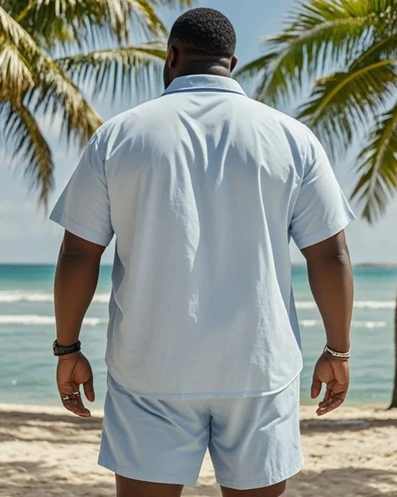 Big & Tall Men's Hawaiian Vacation Lemon Print Pocket Shirt Shorts Suit sold by Biggmans product image thumbnail 4