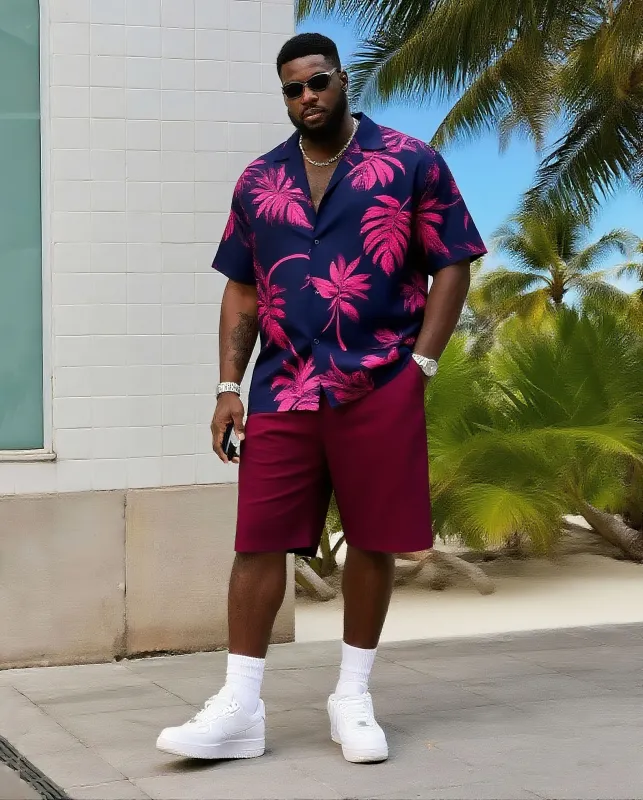 Big & Tall Men's Daily Leisure. Contrast Maple Leaf Shirt Shorts Suit sold by Biggmans