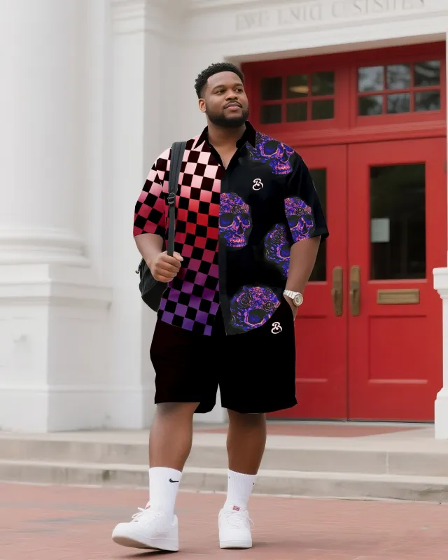 Big & Tall Men's Daily Leisure. Original Design Collision Color Stitching. Printed Short Sleeve Shirt Shorts Suit sold by Biggmans