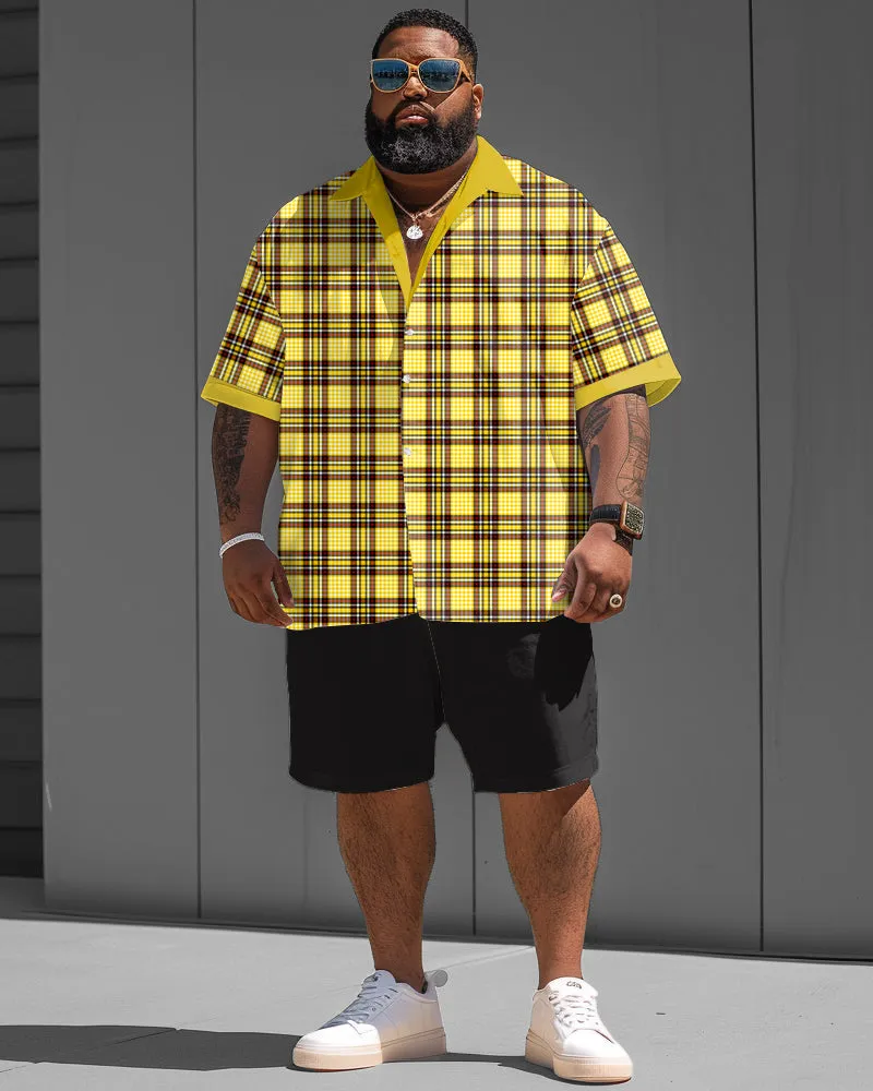 Men's Plus Size Classic Plaid Short Sleeve Shirt Shorts Suit sold by Biggmans