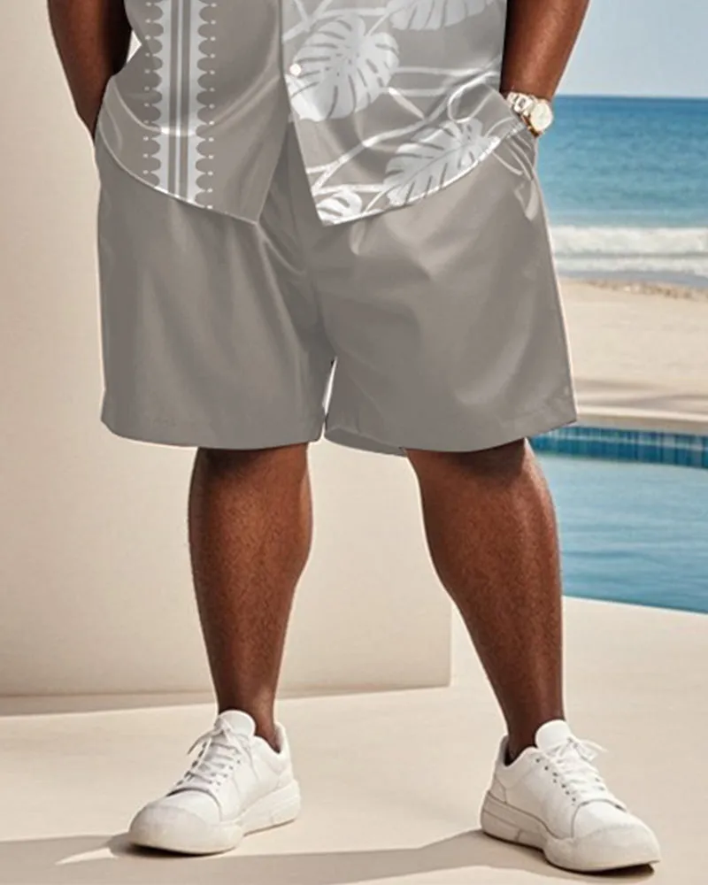 Big & Tall Men's Hawaiian Vacation Grey Gradient Coconut Tree Print Shirt Shorts Suit sold by Biggmans product image thumbnail 3