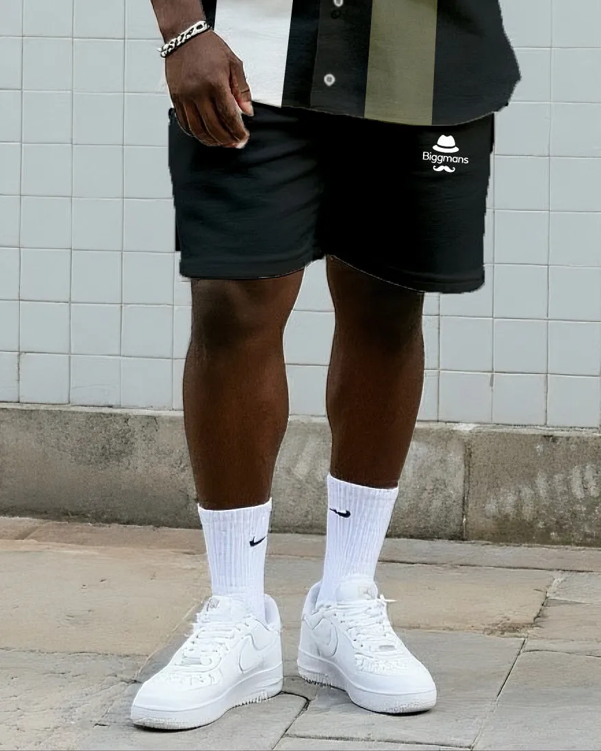 Big & Tall Men's Daily Leisure Big Stripe Touch Color And Micro Label Shirt Shorts Suit sold by Biggmans product image thumbnail 2