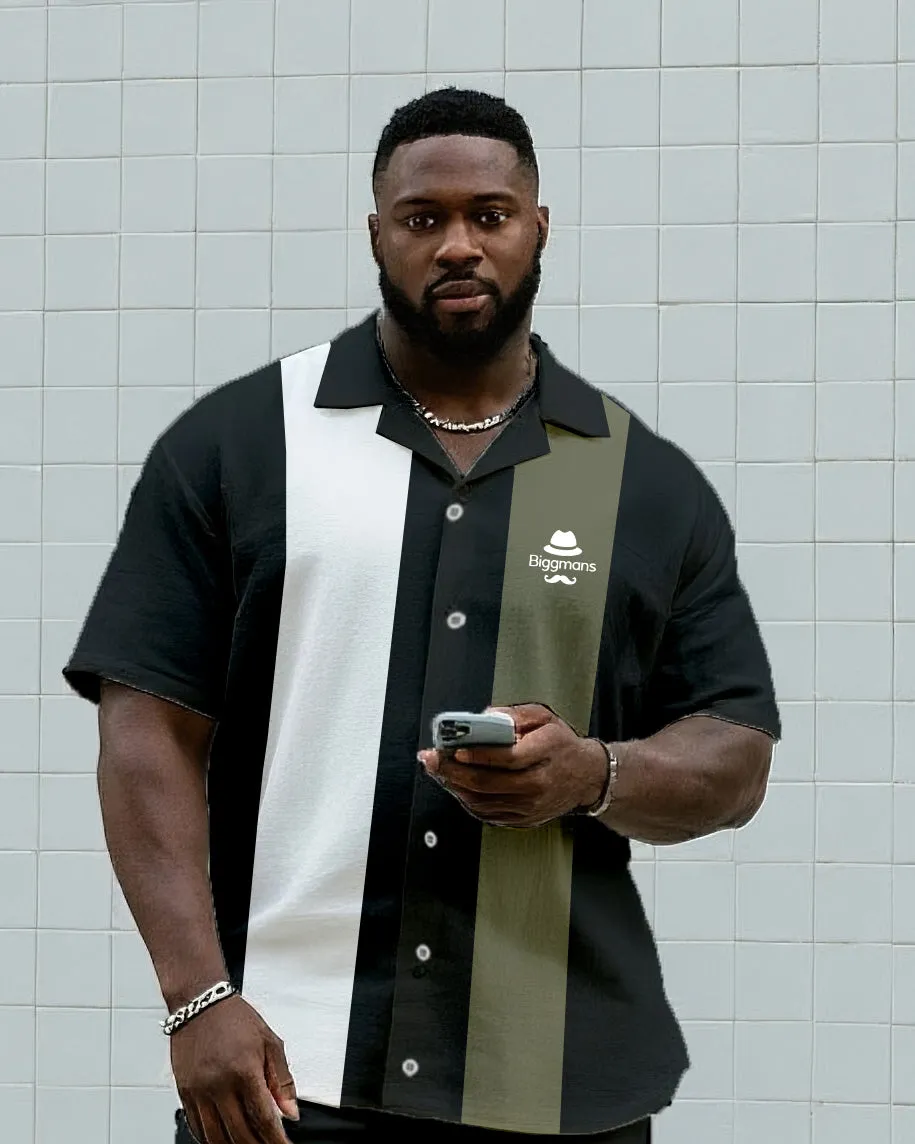 Big & Tall Men's Daily Leisure Big Stripe Touch Color And Micro Label Shirt Shorts Suit sold by Biggmans product image thumbnail 3