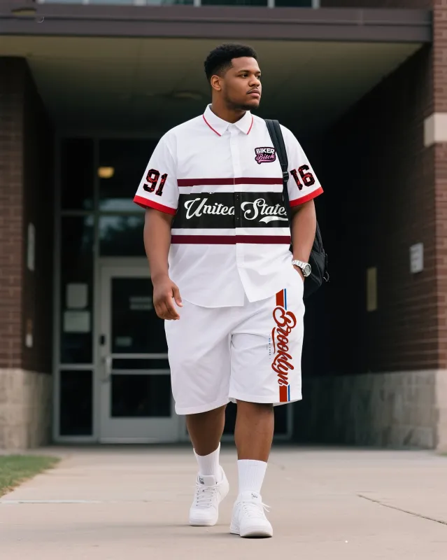 Big & Tall Men's Daily Leisure. Original Design Academy Style. Printed Short Sleeve Shirt Shorts Suit sold by Biggmans