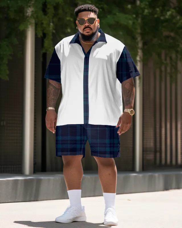 Men's Plus Size Plaid Short Sleeve Shirt Shorts Set sold by Biggmans