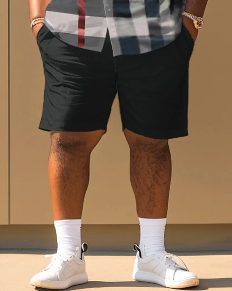 Men's Plus Size Classic Plaid Print Short Sleeve Shirt Shorts Set sold by Biggmans product image thumbnail 4