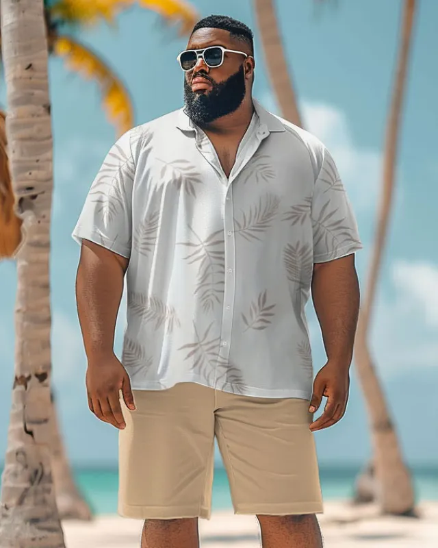 Men's Plus Size Hawaiian Leaf Print Shirt Shorts Suit sold by Biggmans