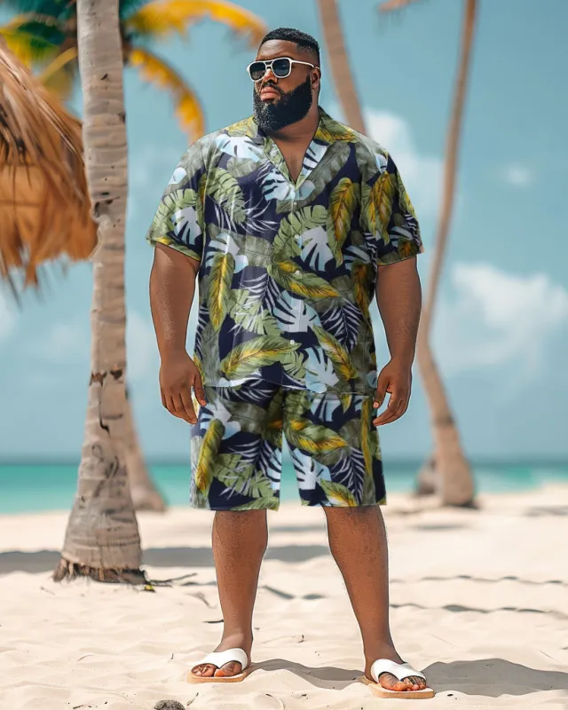 Men's Plus Size Hawaiian Floral Print Shirt Shorts Suit sold by Biggmans