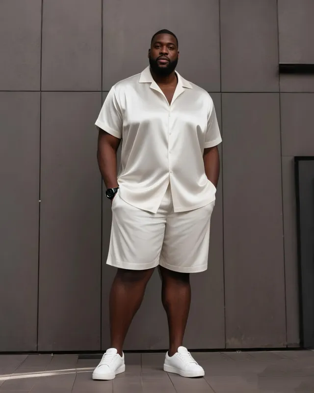 Big & Tall Men's Solid Color Acetate Satin Short Sleeve Shirt Shorts Suit sold by Biggmans