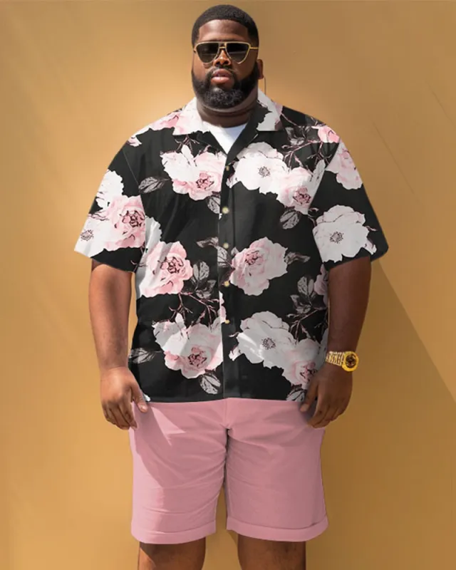 Men's Plus Size Casual Simple Floral Print Short Sleeve Shirt Shorts Suit sold by Biggmans