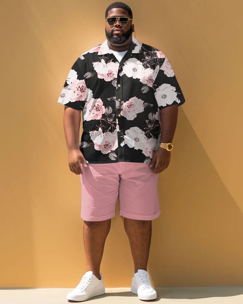 Men's Plus Size Casual Simple Floral Print Short Sleeve Shirt Shorts Suit sold by Biggmans product image thumbnail 2