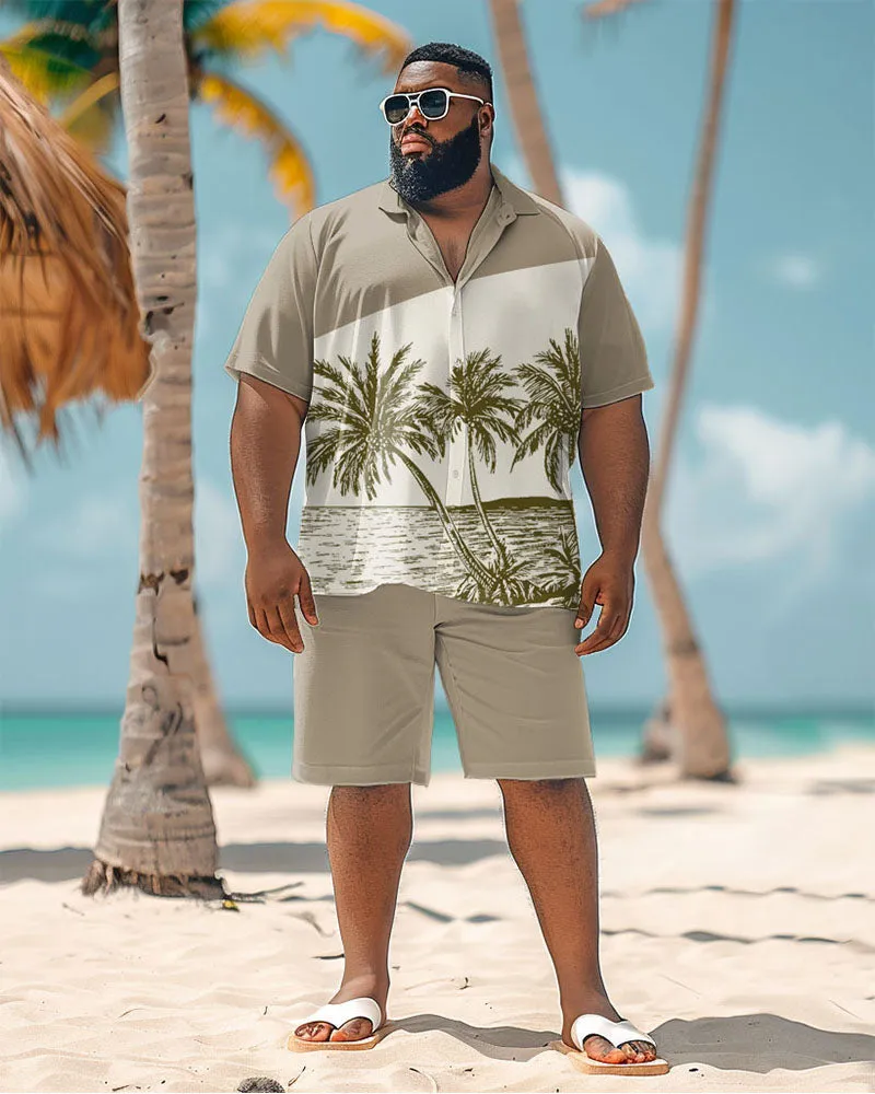 Men's Plus Size Hawaiian Colorblock Coconut Tree Print Shirt Shorts Suit sold by Biggmans product image thumbnail 2