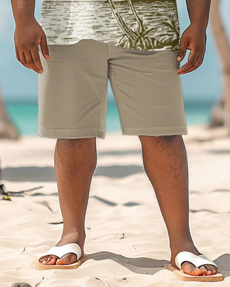 Men's Plus Size Hawaiian Colorblock Coconut Tree Print Shirt Shorts Suit sold by Biggmans product image thumbnail 4