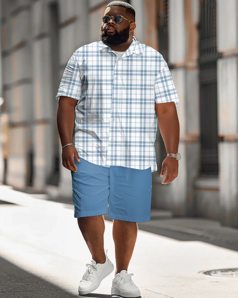 Men's Plus Size Classic Plaid Short Sleeve Shirt Shorts Suit sold by Biggmans