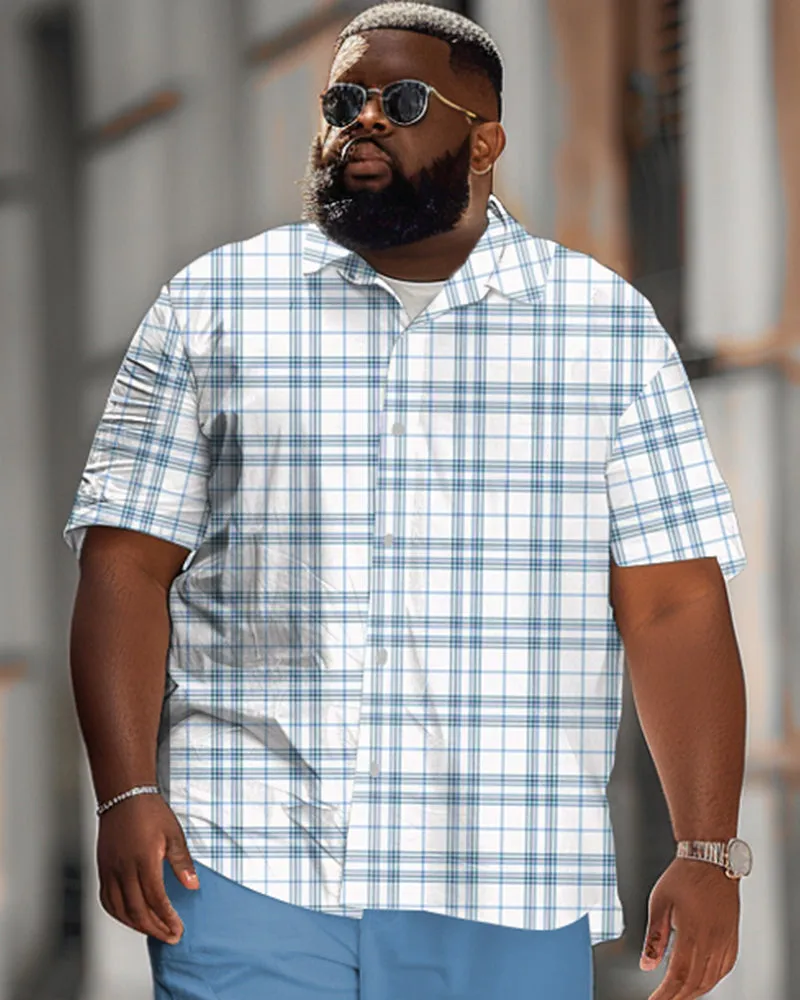 Men's Plus Size Classic Plaid Short Sleeve Shirt Shorts Suit sold by Biggmans product image thumbnail 2