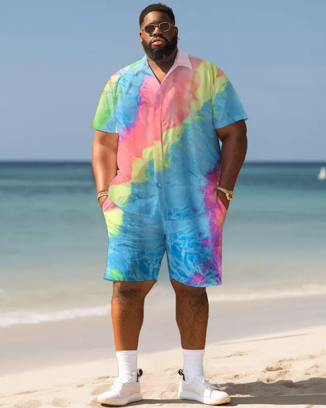 Men's Plus Size Hawaiian Colorful Print Shirt Shorts Suit sold by Biggmans