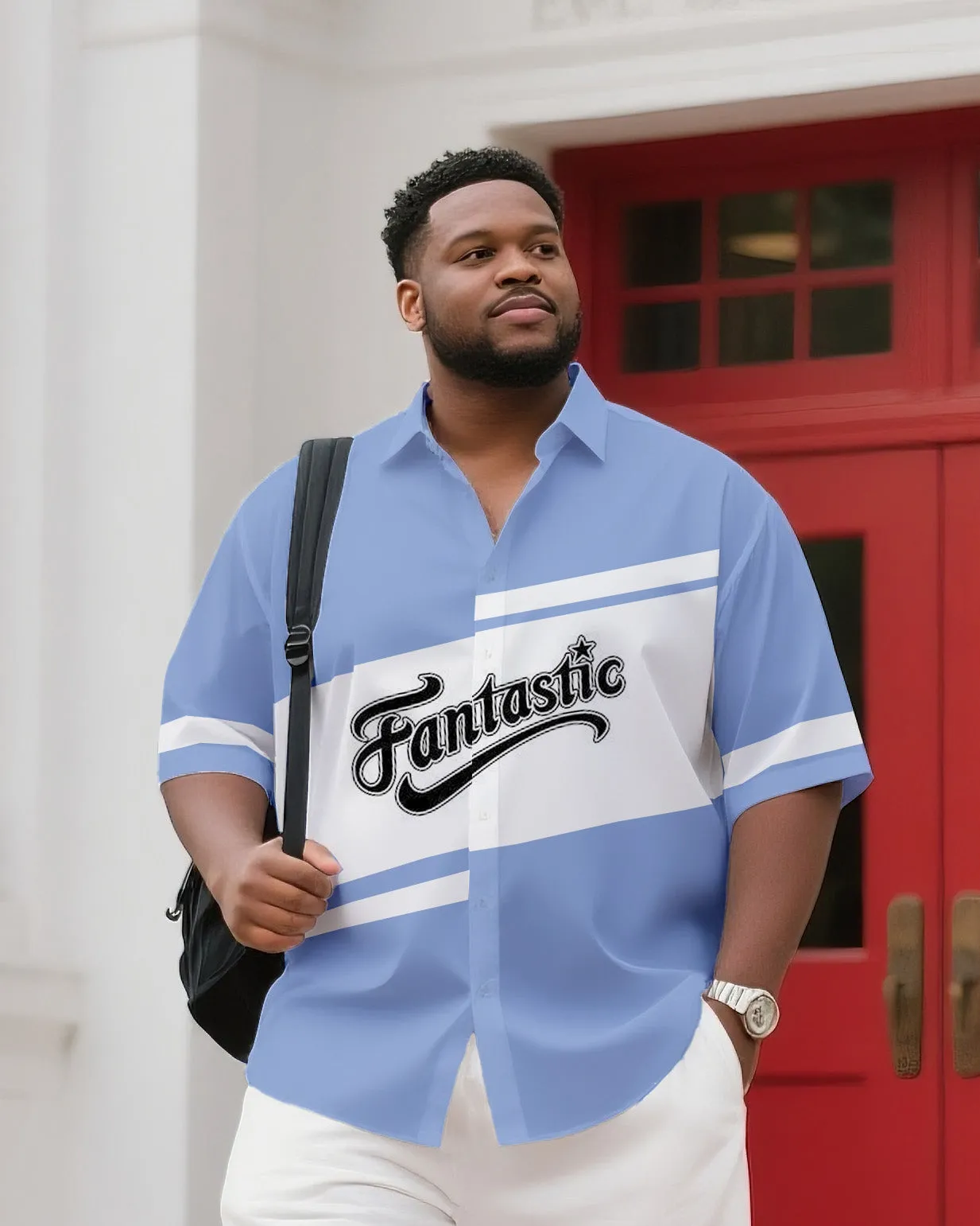 Big & Tall Men's Daily Leisure. Original Design Academy Style Magic Stitching. Printed Short Sleeve Shirt Shorts Suit sold by Biggmans product image thumbnail 2