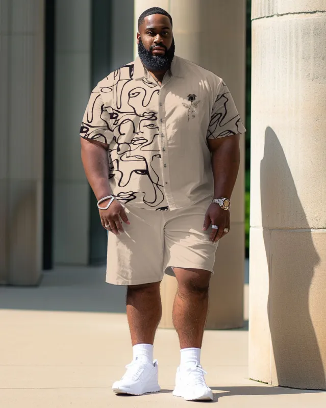Men's Large Size Figure Graphic Short Shirt Shorts Suit sold by Biggmans