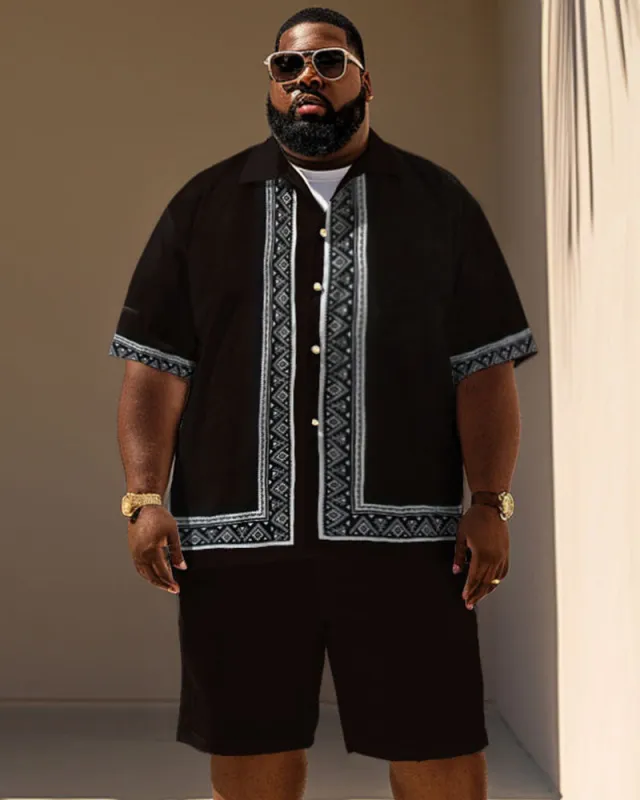 Men's Plus Size Simple Classical Pattern Printing Short Sleeve Shirt Shorts Suit sold by Biggmans