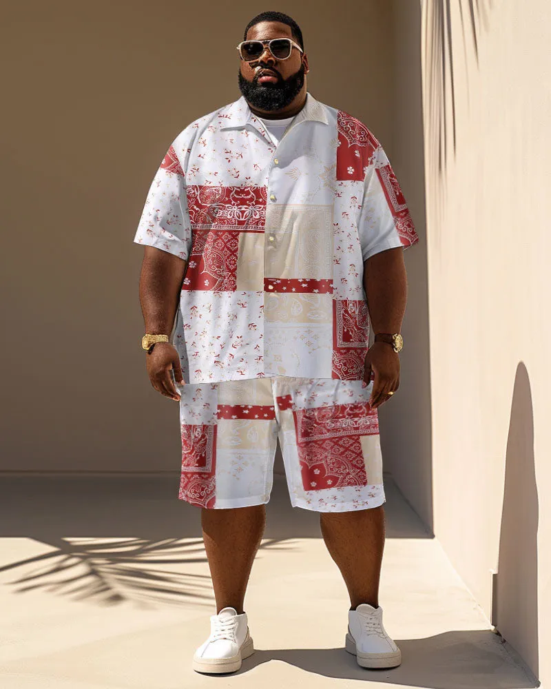 Men's Plus Size Casual Holiday Paisley Print Short Sleeve Shirt Shorts Suit sold by Biggmans product image thumbnail 2