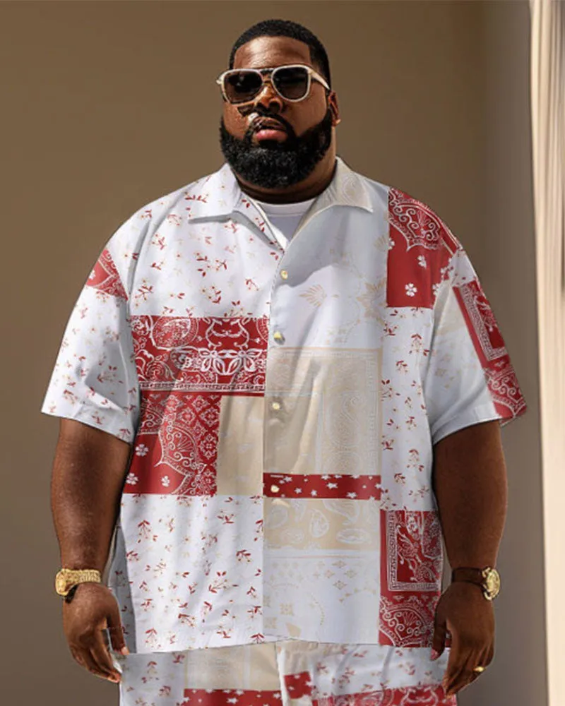Men's Plus Size Casual Holiday Paisley Print Short Sleeve Shirt Shorts Suit sold by Biggmans product image thumbnail 3