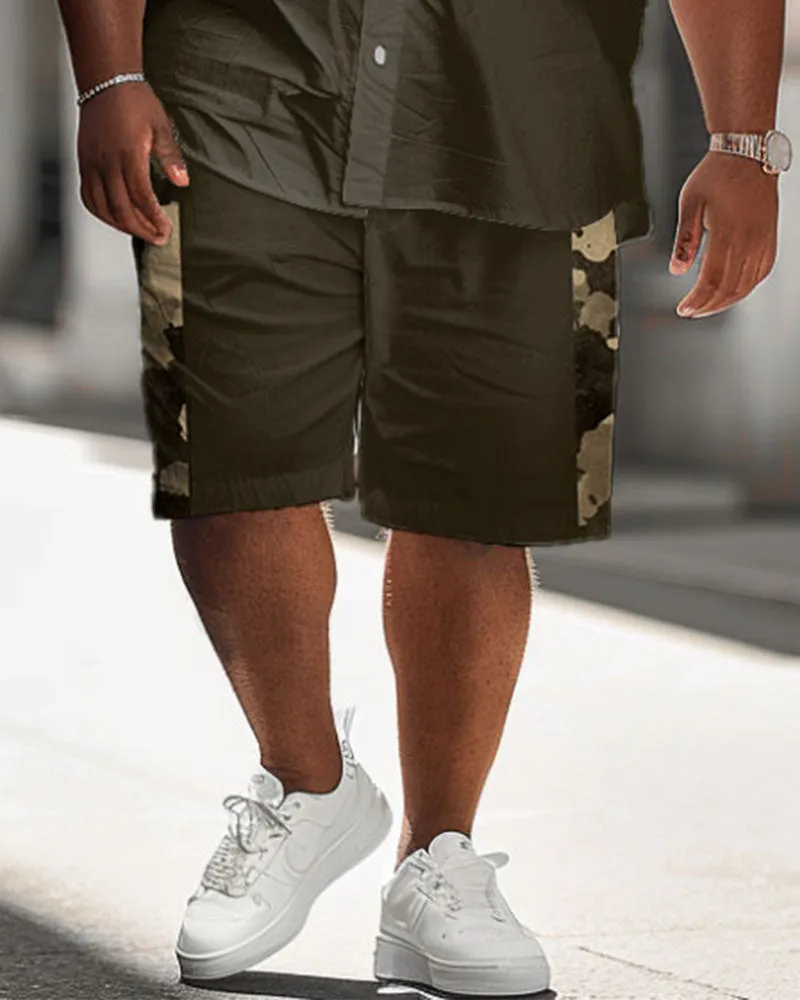 Men's Plus Size Simple Casual Vintage Camouflage Print Shirt Shorts Suit sold by Biggmans product image thumbnail 3