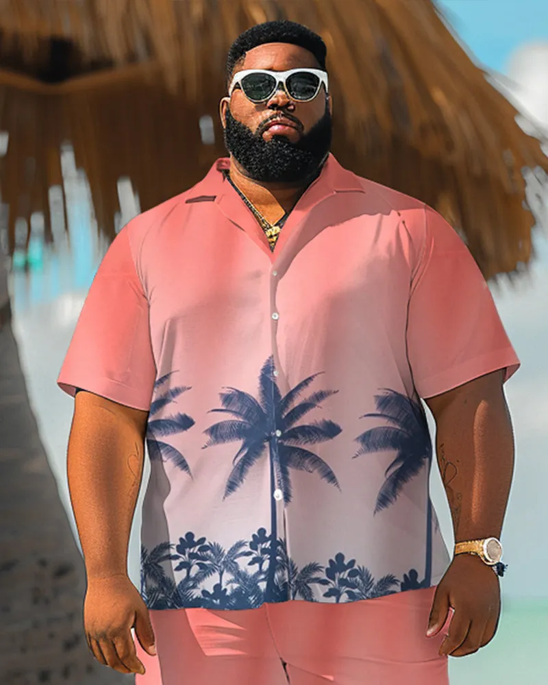 Men's Plus Size Hawaiian Gradient Plant Print Shirt Shorts Suit sold by Biggmans product image thumbnail 2