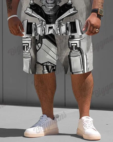Men's Plus Size Terminator Funny Print Short Sleeve Shirt Shorts Suit sold by Biggmans product image thumbnail 3