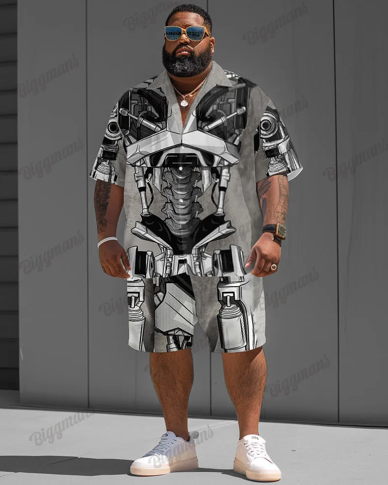 Men's Plus Size Terminator Funny Print Short Sleeve Shirt Shorts Suit sold by Biggmans