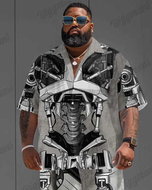 Men's Plus Size Terminator Funny Print Short Sleeve Shirt Shorts Suit sold by Biggmans product image thumbnail 2
