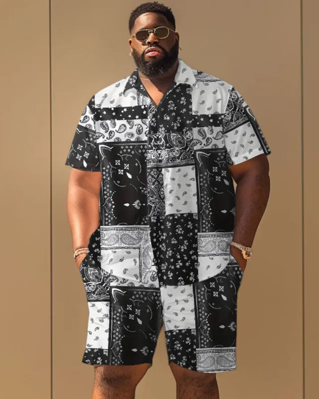 Men's Plus Size Classic Paisley Print Short Sleeve Shirt Shorts Suit sold by Biggmans