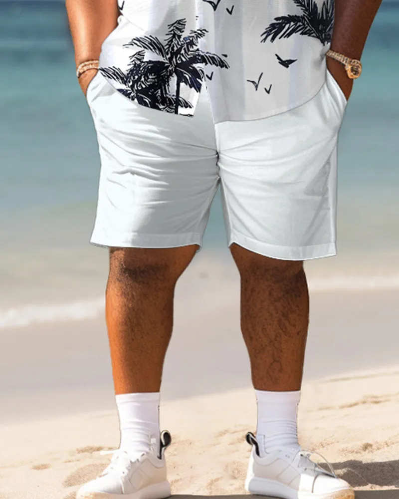 Men's Plus Size Hawaiian Monochrome Plant Print Shirt Shorts Suit sold by Biggmans product image thumbnail 3