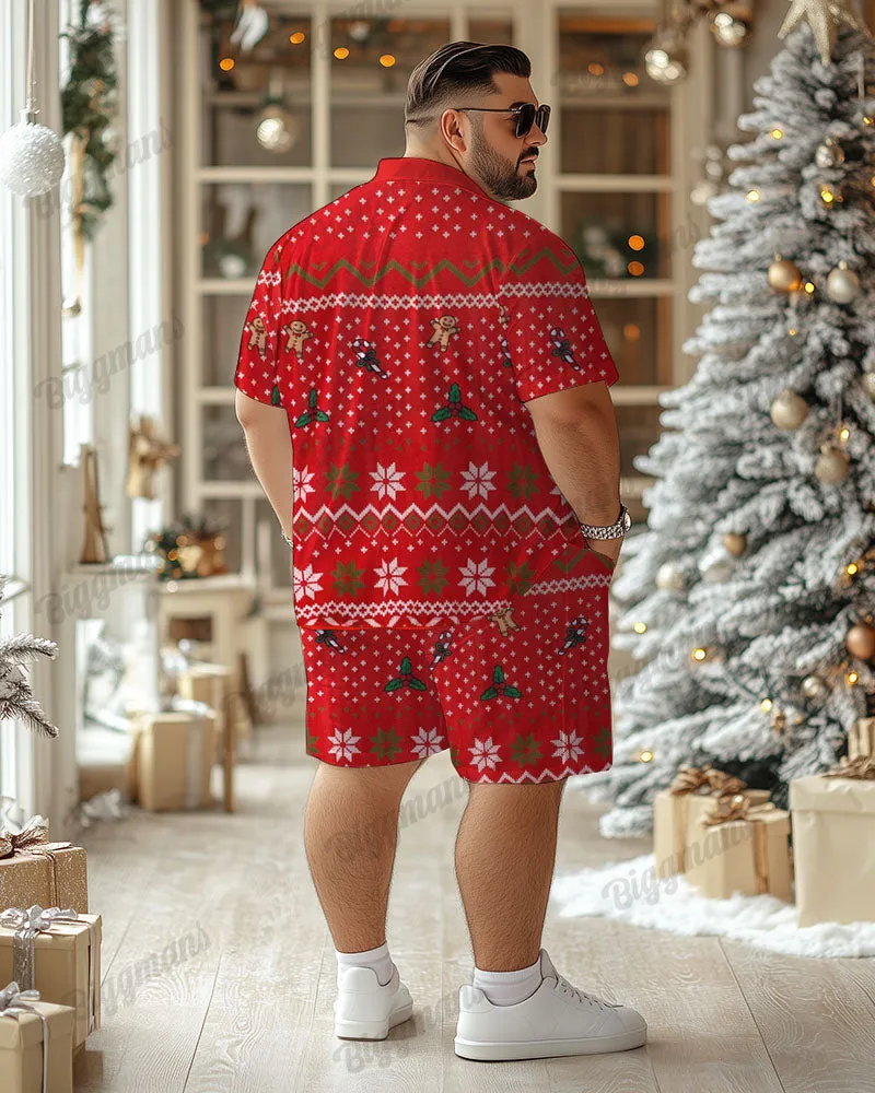Men's Big & Tall Christmas Red Cartoon Funny Print Short Sleeve Shirt Shorts Set sold by Biggmans product image thumbnail 2