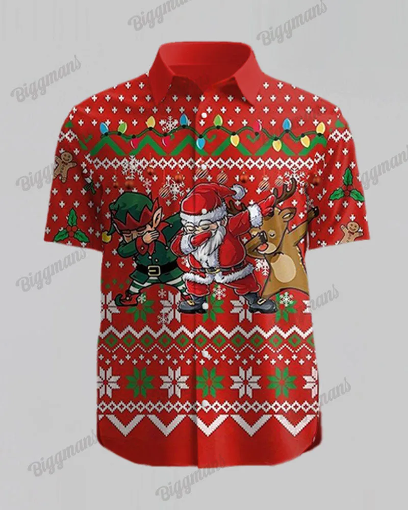 Men's Big & Tall Christmas Red Cartoon Funny Print Short Sleeve Shirt Shorts Set sold by Biggmans product image thumbnail 3