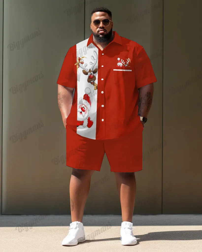 Men's Big & Tall Santa Claus Reindeer Short Sleeve Shirt Shorts Set sold by Biggmans