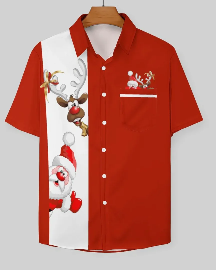 Men's Big & Tall Santa Claus Reindeer Short Sleeve Shirt Shorts Set sold by Biggmans product image thumbnail 2
