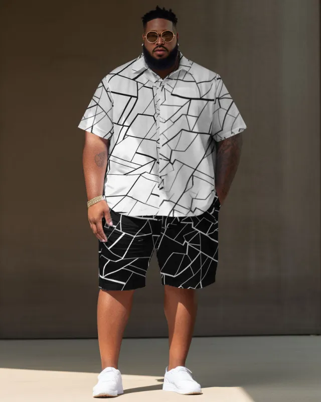 Men's Big & Tall Casual Classic Retro Color Block Cracked Street Short Shirt Shorts Set sold by Biggmans