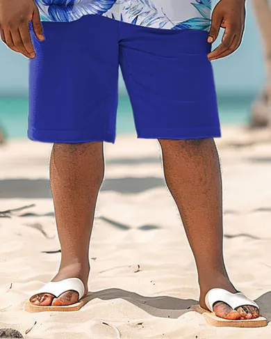 Men's Big & Tall Hawaiian Fashion Blue Plant Print Shirt Shorts Set sold by Biggmans product image thumbnail 3