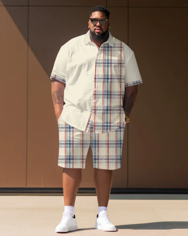 Men's Big and Tall Plaid Short Sleeve Shirt Shorts Set sold by Biggmans