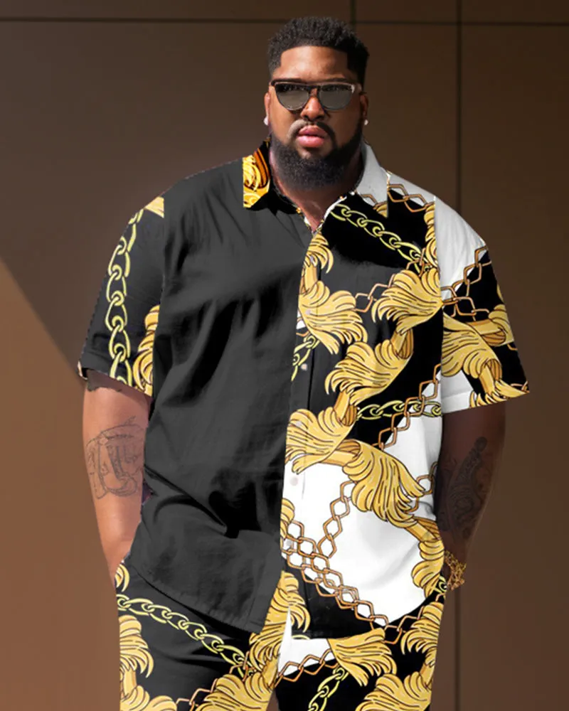 Men's Big and Tall Vintage Chain Shirt Short Sleeve Shorts Set sold by Biggmans product image thumbnail 2