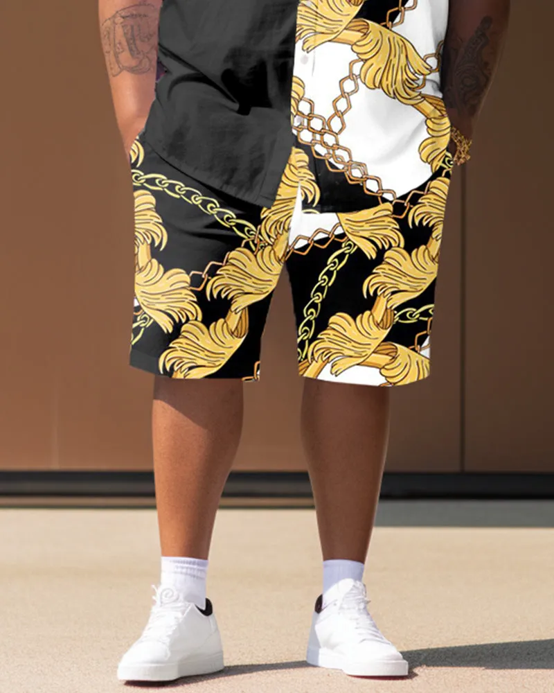Men's Big and Tall Vintage Chain Shirt Short Sleeve Shorts Set sold by Biggmans product image thumbnail 3