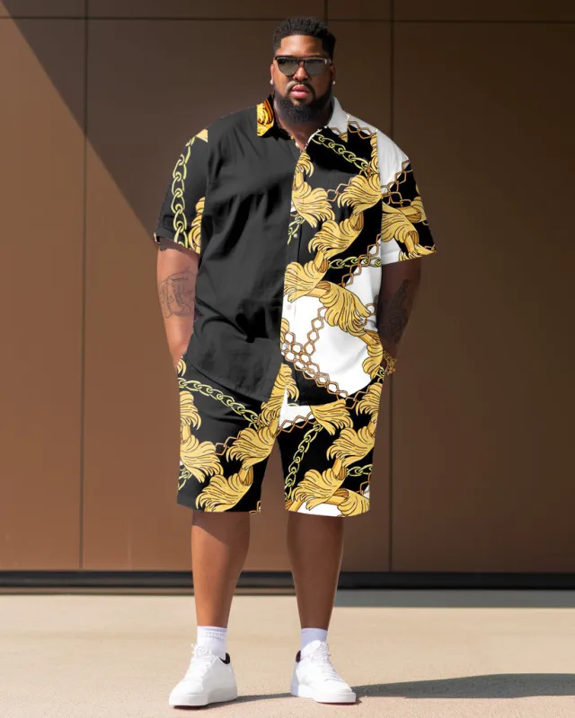 Men's Big and Tall Vintage Chain Shirt Short Sleeve Shorts Set sold by Biggmans