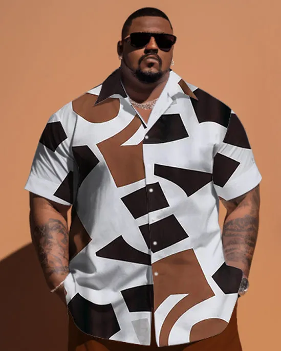 Big & Tall Guy'd Simple Geometric Pattern Short Sleeve Shirt Shorts Set sold by Biggmans product image thumbnail 2