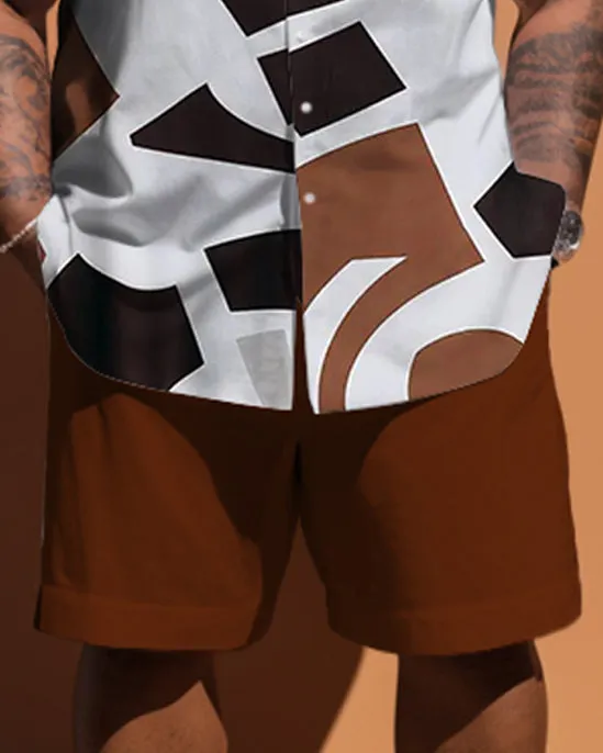 Big & Tall Guy'd Simple Geometric Pattern Short Sleeve Shirt Shorts Set sold by Biggmans product image thumbnail 3