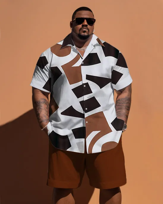 Big & Tall Guy'd Simple Geometric Pattern Short Sleeve Shirt Shorts Set sold by Biggmans
